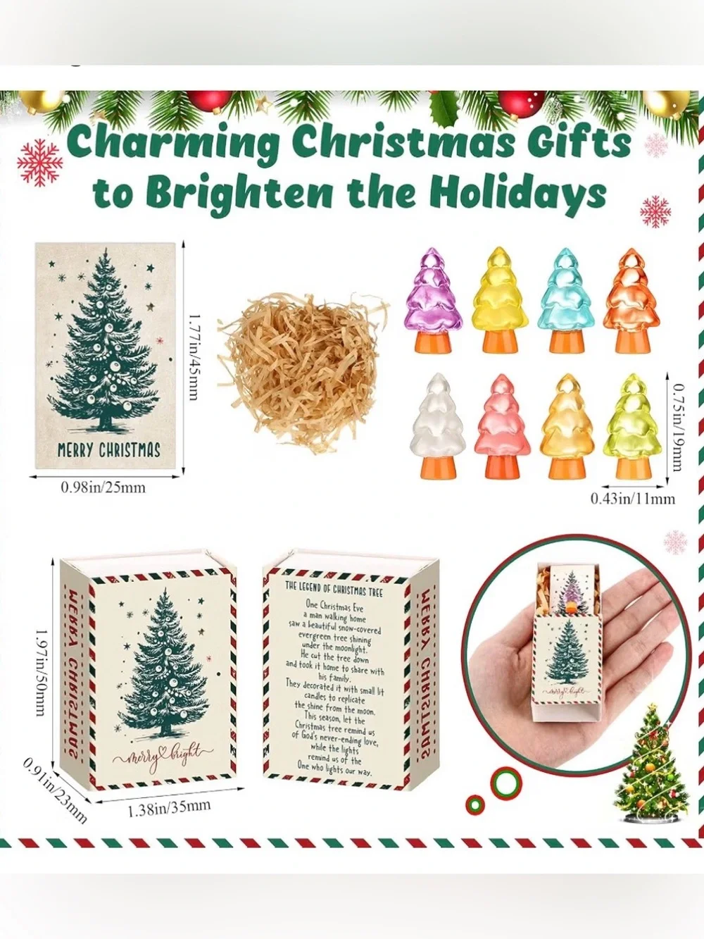 Holiday Mini Christmas Tree Matchbox Favors Positive Resin gift event family